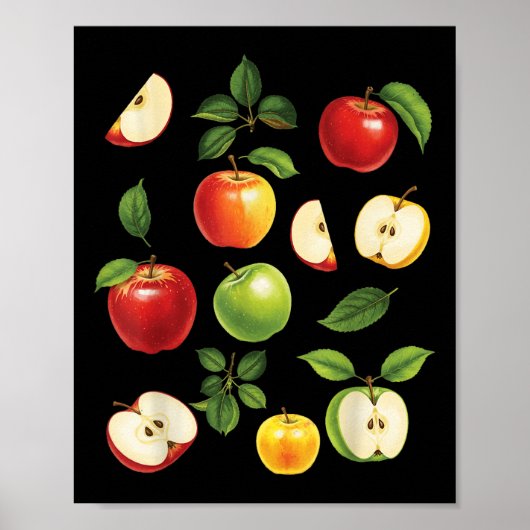 Apfelsorten Verschiedene Arten Apfelpflücker Ernte Poster (Vorne)