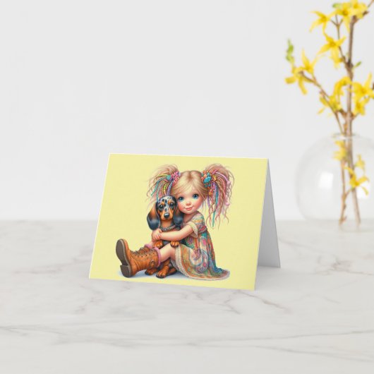 Apfelwein-Dackel Karte (Gelbe Blume)