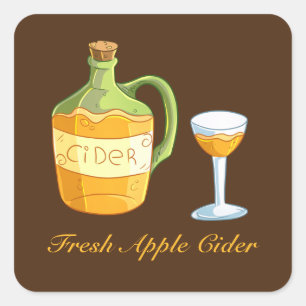 Apfelwein frisch hinzufügen quadratischer aufkleber