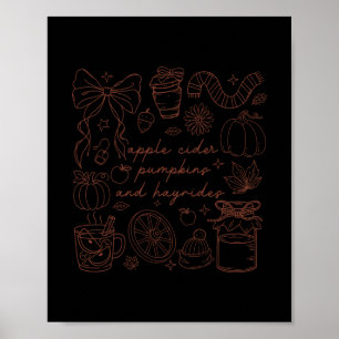 Apfelwein-Kürbisse und Heuwagenfahrten Vintage-Her Poster
