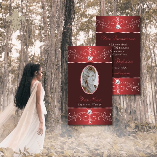 Apfelwein Roter Burgund Verziertes Ornament mit Fo Visitenkarte