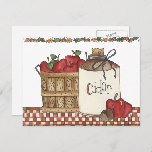 Apfelwein- und Apfelsammeln Postkarte (Vorne/Hinten)