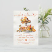 Apfelwein und Donuts Herbstgestuftes Brautparty Einladung (Stehend Vorderseite)
