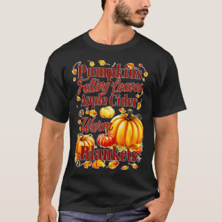 Apfelwein Warme Decken Blätter fallen Halloween Fu T-Shirt