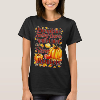 Apfelwein Warme Decken Blätter fallen Halloween Fu T-Shirt