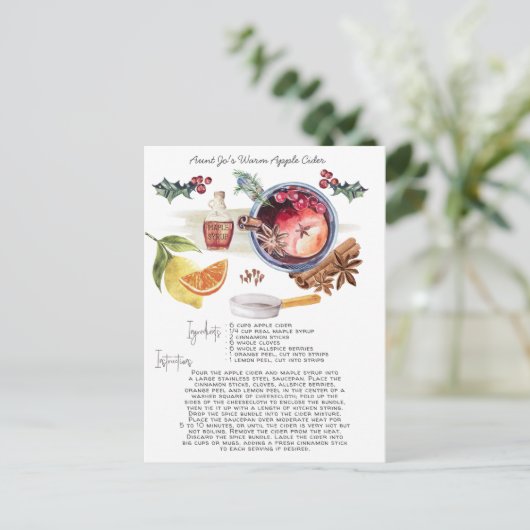 Apfelwein | Weihnachtskarte Postkarte (Stehend Vorderseite)