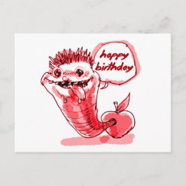 Apfelwurm Cartoon zum Geburtstag Postkarte