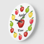 Apfelzeit, köstlich, Granny Smith, rosa Sorte Große Wanduhr (Winkel)