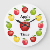 Apfelzeit, köstlich, Granny Smith, rosa Sorte Große Wanduhr (Vorderseite)
