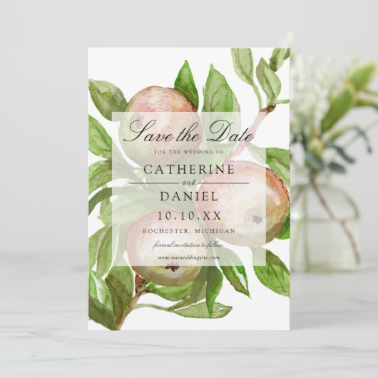 Apfelzweig-Apfelzweig Save the Date Einladung (Stehend Vorderseite)