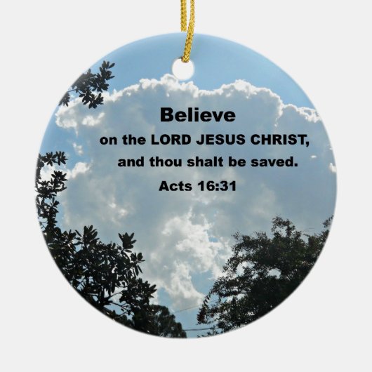 Apg 16:31 Glaube an den Herrn Jesus Christus Keramikornament (Vorne)