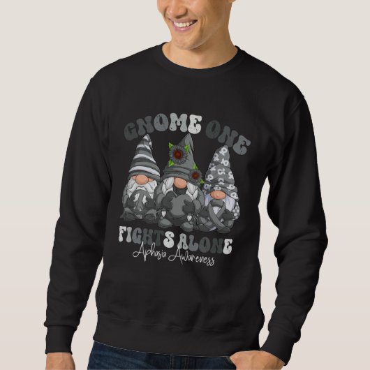 Aphasia Awareness Month Gray Ribbon Gnomies Sweatshirt (Vorderseite)
