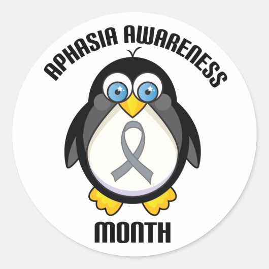 Aphasia Awareness Penguin Ribbon Stickers (Vorderseite)