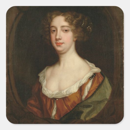 Aphra Behn (1640-89) (Öl auf Leinwand) Quadratischer Aufkleber (Vorderseite)