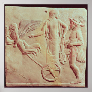 Aphrodite and Hermes riding on a chariot Poster