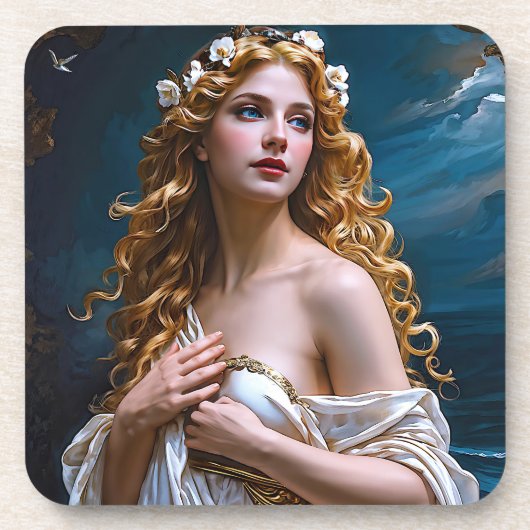 "Aphrodite: Göttin der Liebe und des Lichts" Getränkeuntersetzer (Vorderseite)