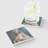 "Aphrodite: Göttin der Liebe und des Lichts" Steinuntersetzer (Seitenansicht)