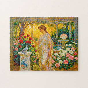 Aphrodite im Rosengarten mit Brunnen, Muschel und  Puzzle
