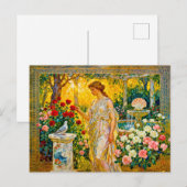 Aphrodite in Rose Garden with Fountain, Shell and  Postkarte (Vorne/Hinten)