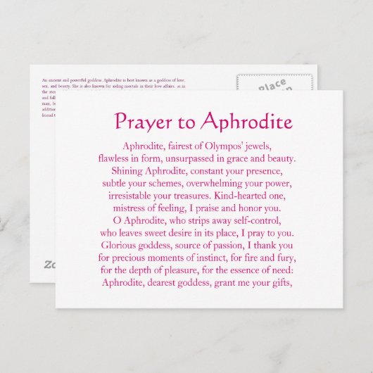 Aphrodite Postkarte (Vorne/Hinten)