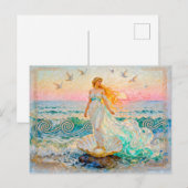 Aphrodite Rising from Seashell at the Ocean Shore Postkarte (Vorne/Hinten)