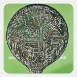 Aphrodite überredet Helen, Paris zu folgen Quadratischer Aufkleber