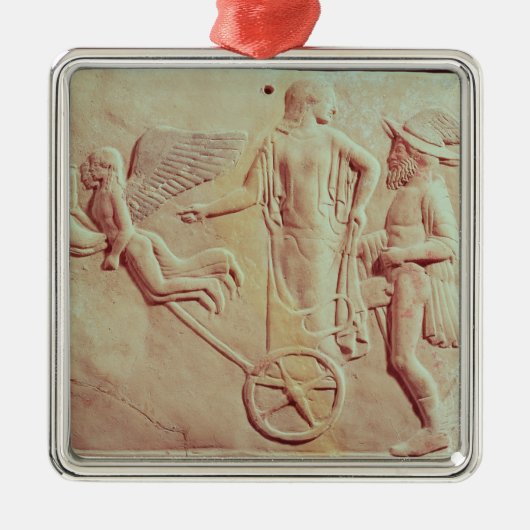 Aphrodite und Hermes, die auf einen Chariot fahren Silbernes Ornament (Vorne)