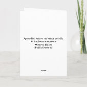 Aphrodite: Venus von Milo Karte (Rückseite)