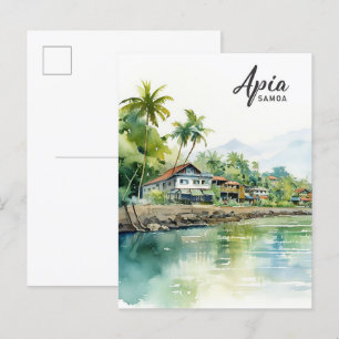 Apia Samoa Aquarellmalerei Reise Postkarte