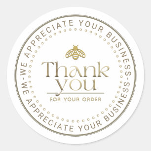 APIARY 3D GOLD HONEY BEE LOGO BUSINESS DANKE RUNDER AUFKLEBER