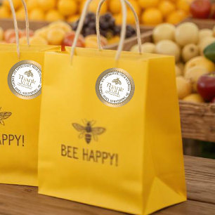 APIARY 3D GOLD HONEY BEE LOGO BUSINESS DANKE RUNDER AUFKLEBER