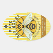 Apiary Honey Jar Labels | Honigbiene Honeycomb Bee Ovaler Aufkleber (Vorderseite)