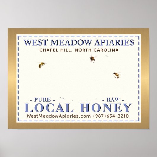 Apiary Name Farmer's Market Gold Local Honey Poster (Vorne)