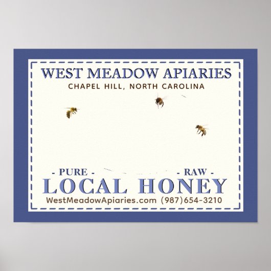 Apiary Name Farmer's Market Local Honey Poster (Vorne)