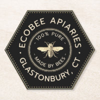 Apiary Promotional Hexagon Black Bee Untersetzer