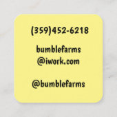 Apiary RAW HONEY Custom Label Quadratische Visitenkarte (Rückseite)