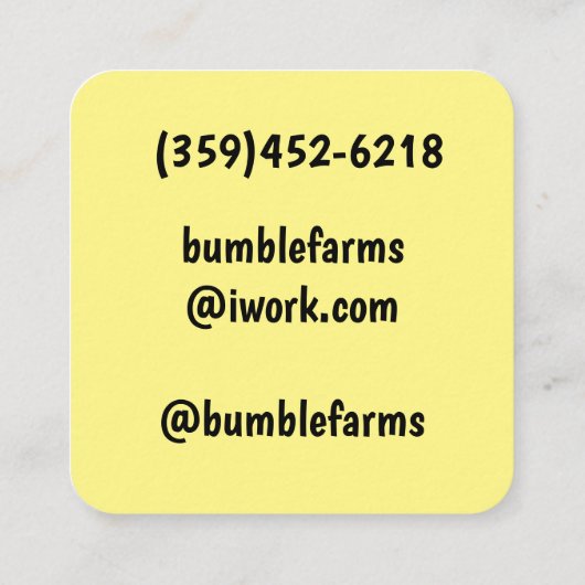 Apiary RAW HONEY Custom Label Quadratische Visitenkarte (Rückseite)