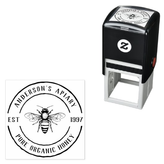 Apiary Rustic Round Honey Briefmarke Permastempel (Beispiel)