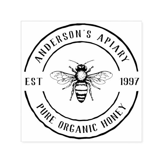 Apiary Rustic Round Honey Briefmarke Permastempel (Design)