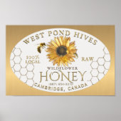 Apiary Sunflower Bee Honeycomb Gold Gradient Poster (Vorne)