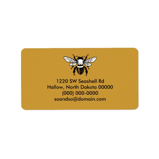 Apis Mellifera Honeybee Adressenlabel Black Adressaufkleber (Vorne)