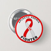 Aplastic Anämia Fighter Ribbon White Button (Vorne & Hinten)