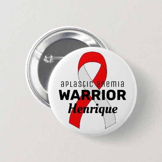 Aplastic Anämia Warrior Ribbon White Button (Vorne & Hinten)
