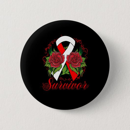 Aplastische Anämie Survivor Rose Grunge Tattoo Button (Vorderseite)