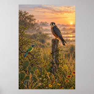 Aplomado-Falke im nebligen Lower Rio Grande Tal Poster