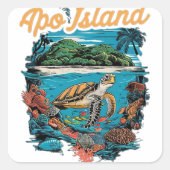 Apo Island Quadratischer Aufkleber (Vorderseite)