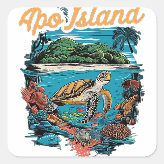 Apo Island Quadratischer Aufkleber (Vorderseite)