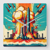 Apocalyptic Blast Quadratische Wanduhr (Vorderseite)
