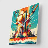 Apocalyptic Blast Quadratische Wanduhr (Winkel)