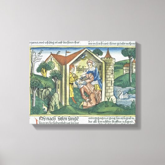 Apocrypha: Tobit is blinded by sparrow's droppings Leinwanddruck (Vorderseite)